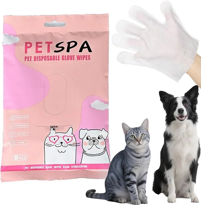 Pet Glove Wipes for Dogs and Cats, Extra Thick Dog Wipes Cleaning Deodorizing, Rinse Free Cleaning Gloves Dog Washing Glov...