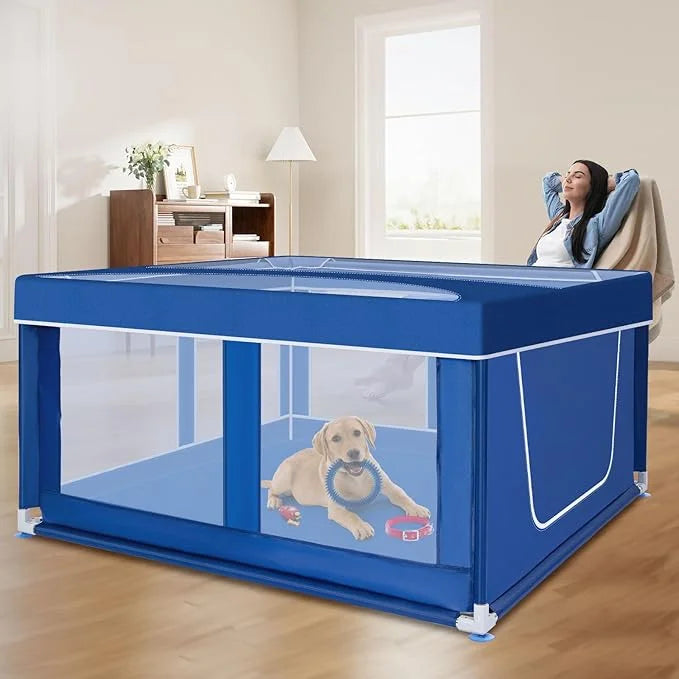 42x42 Inches Puppy Playpen with Top Cover, Dog Playpen for Small or Puppy Dogs, Pet Playpen for Indoor & Outdoor, Sturdy S...