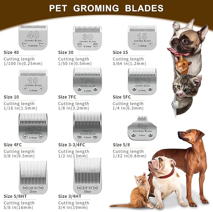 2 Pack Detachable Pet Dog Grooming Clipper Ceramic Blades,Compatible with Andis Size 5FC 1/4”(6.3mm) Cut Length (64122), M...