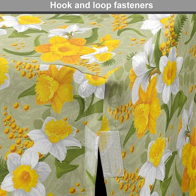 Lunarable Daffodil Dog Crate Cover, Vintage Inspirations Floral Arrangement Pattern Romantic Bouquet Nature, Easy to Use P...
