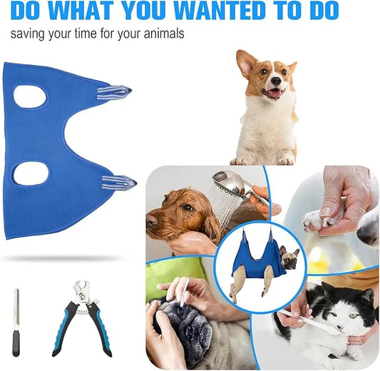 10 in 1 Dog Pet Grooming Hammock Harness with Nail Clippers/Trimmer, Nail File,Dog Nail Hammock, Dog Grooming Sling for Na...