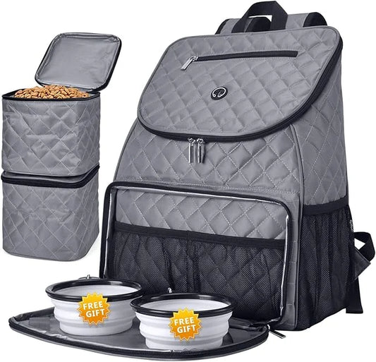 BAGLHER Dog Travel Bag,Airline Approved Pet Supplies Backpack, Dog Travel Backpack with 2 Silicone Collapsible Bowls and 2...