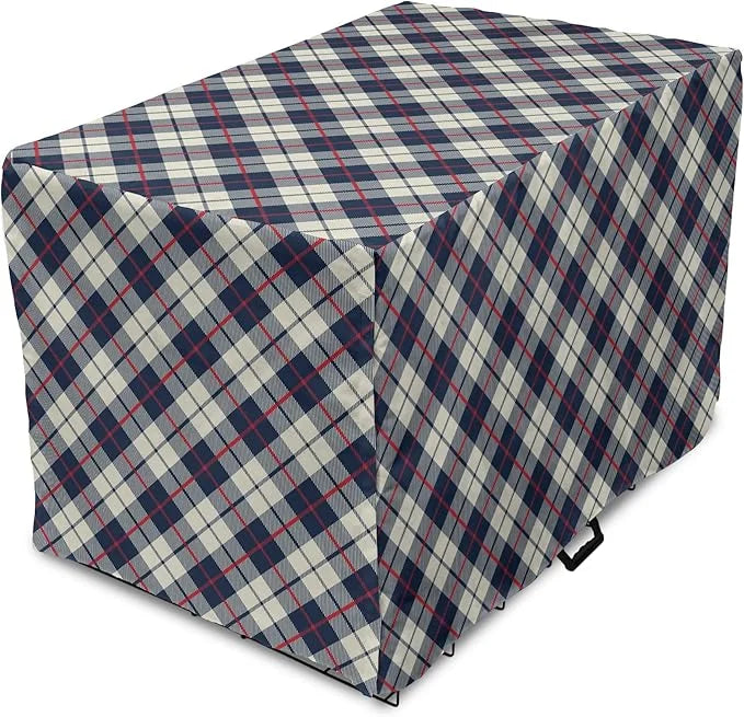 Lunarable Plaid Dog Crate Cover, Celtic Fashion Diagonal Retro Style Classical Irish Culture Inspiration, Easy to Use Pet ...