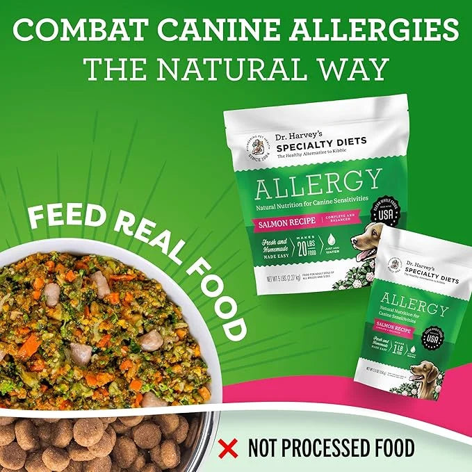 Dr. Harvey's Specialty Diet Allergy Salmon Recipe, Human Grade Dog Food for Dogs with Sensitivities and Allergies (5 Pound...