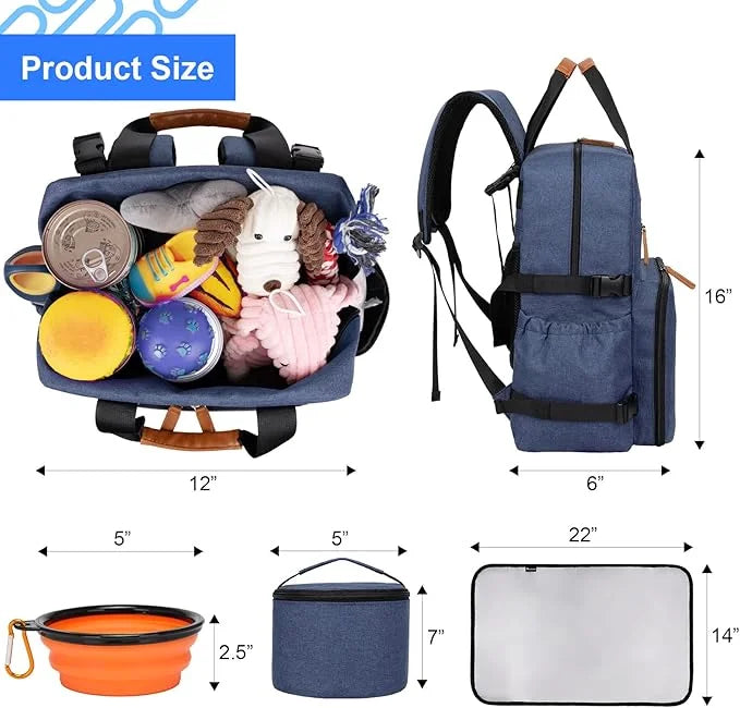 Modoker Dog Travel Bag, Airline Approved Backpack for Pet Accessories Organizer, Tote Weekend Bag with 2 Dog Food Storage ...