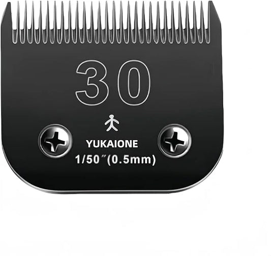 #30 Dog & Cat Clipper Blade: Titanium Coated SK2 Steel, Universal Fit for Andis, Oster, Wahl - 1/50" Cut for Ultra-Short T...
