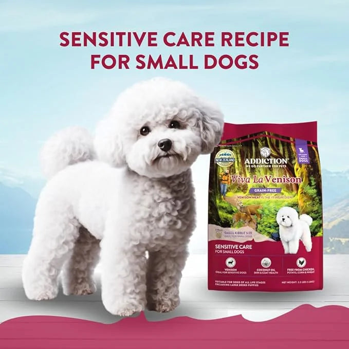 Addiction Viva La Venison All Life Stages Small Breed Grain-Free Premium Venison Dry Dog Food Crafted in New Zealand - 3.3...