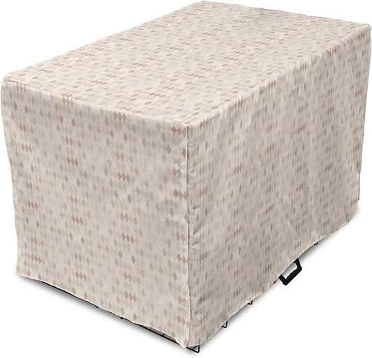 Lunarable Cream Dog Crate Cover, Geometrical Design Soft Colored Diamond Line Harlequin Background Pattern Classic Image, ...