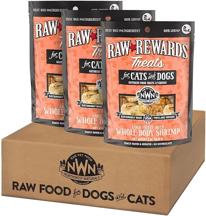 Northwest Naturals Raw Rewards Freeze-Dried Shrimp Treats for Dogs and Cats - Bite-Sized Pieces - Healthy, 1 Ingredient, H...