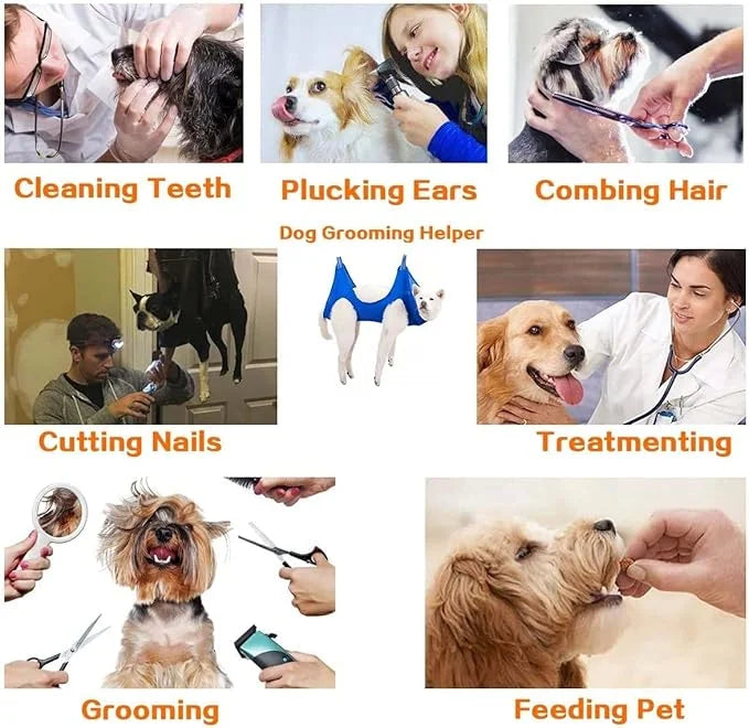 Pet Dog Grooming Hammock Harness with Two Heavy Duty Stainless Clips, Nail Clippers, Nail Trimmers, Scissors with Grooming...