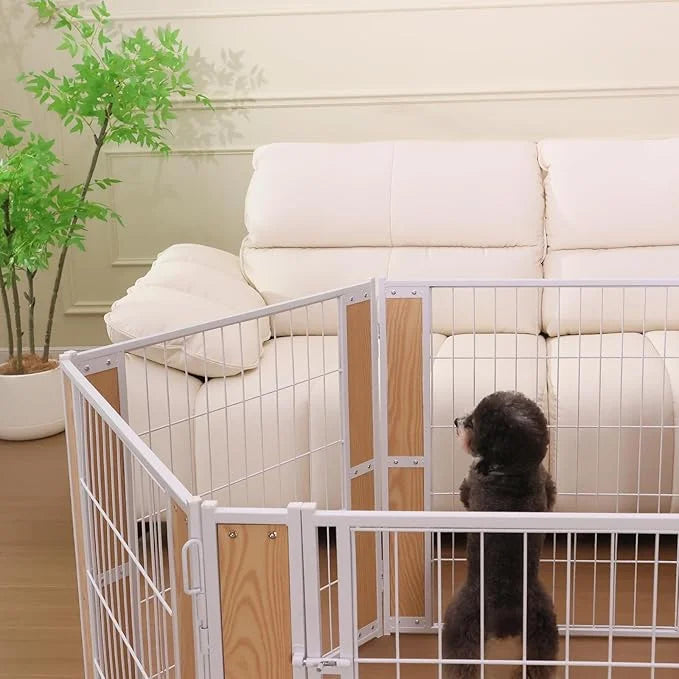 Heavy Duty Dog Playpen 32 Inch Height - Indoor Outdoor Pet Fence Enclosure for Medium and Small Dogs - Foldable Puppy Exer...