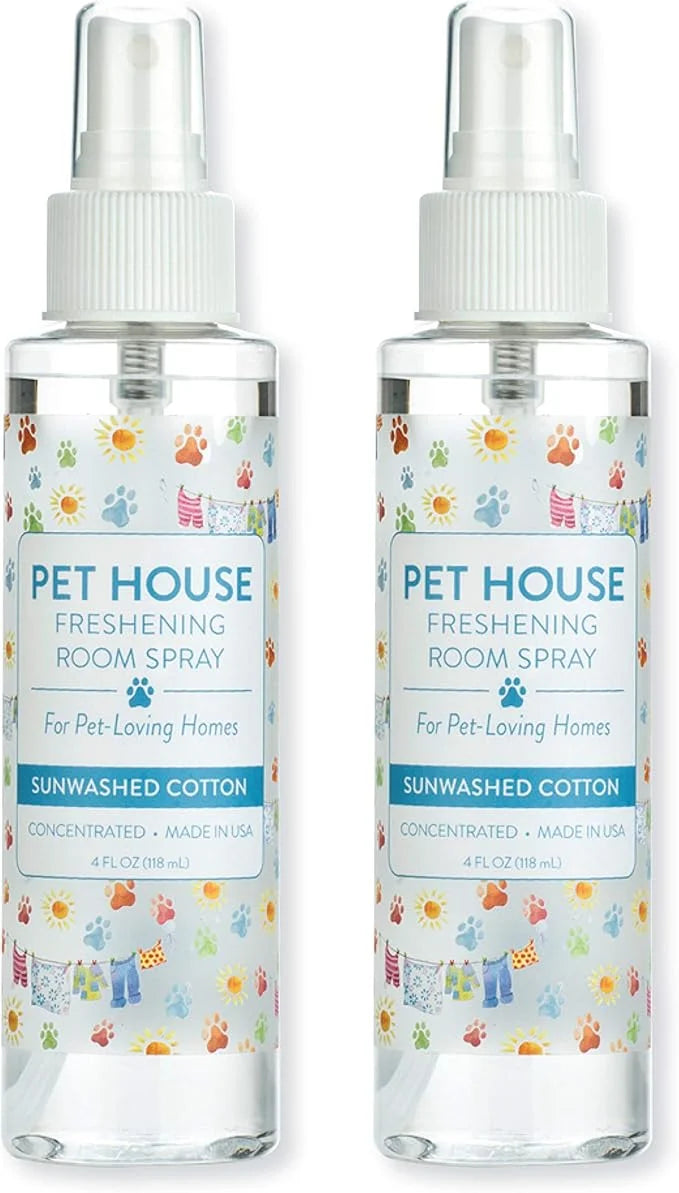 One Fur All Pet House Freshening Room Spray - Sunwashed Cotton Pack of 2 - Concentrated Air Freshener - Non-Toxic & Pet-Fr...