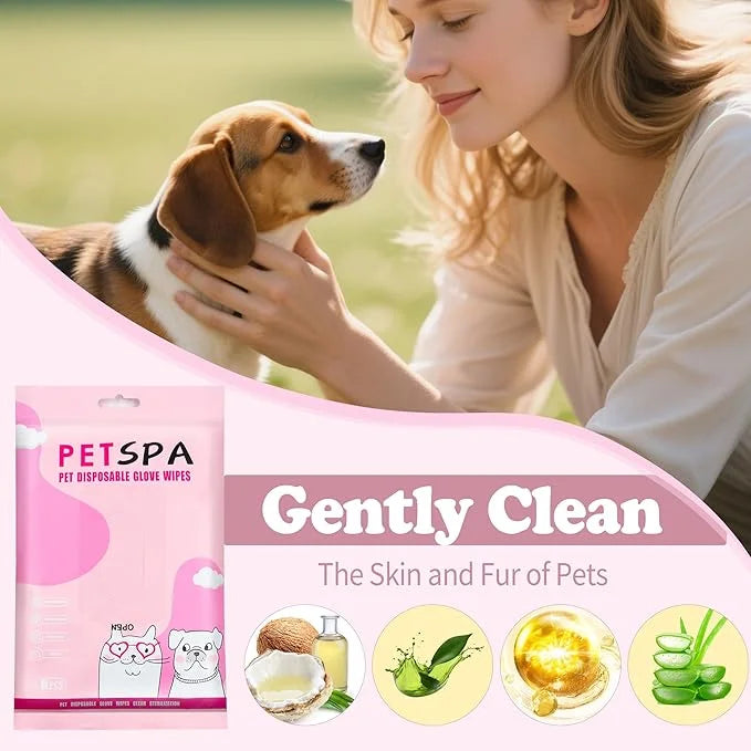 6 Pcs Pet Glove Wipes for Dogs and Cat, Cat Wipes Cleaning Fur and Butt, Pet Wipes for Cat and Dogs for Cleaning, Deodoriz...