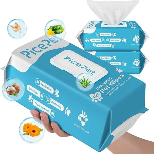 200 Cleaning & Deodorizing Guaranteed Dog Grooming Wipes - Hypoallergenic Pet Wipes for Allergies & Itching - Thick Puppy ...