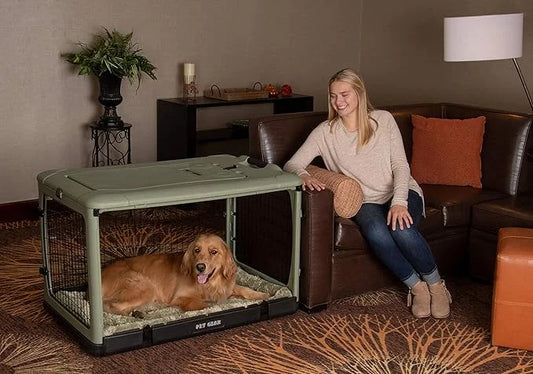 Pet Gear “The Other Door” 4 Door Steel Crate for Dogs/Cats with Garage-Style Door, Includes Plush Bed + Travel Bag, No Too...