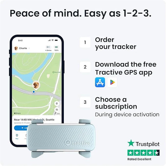 Tractive GPS Dog Tracker (2025 Release) | Real-time Pet Location Tracker | Health & Wellness Alerts | Virtual Fence for Do...