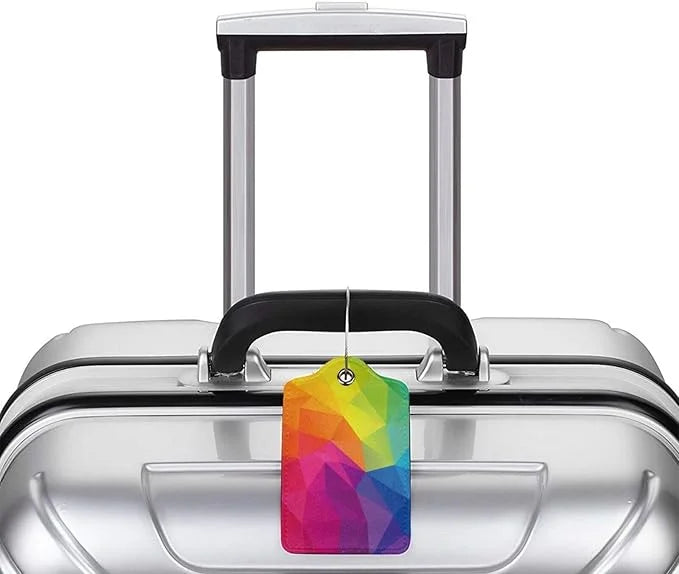 2 Pcs Cute Colorful Geometric Pattern Luggage Tag for Suitcase, Bright Rainbow Decorations Tags Birthday Gifts for Men Wom...