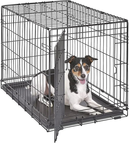 New World Newly Enhanced SingleDoor New World Dog Crate, Includes Leak-Proof Pan, Floor Protecting Feet, & New Patented Fe...
