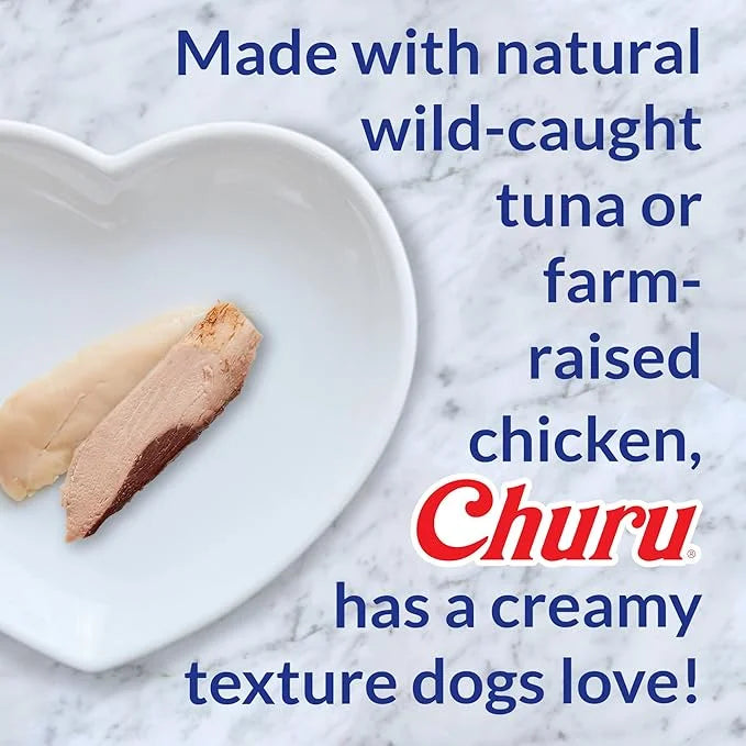 INABA Churu Meal Topper for Dogs, Complete & Balance, Creamy, Lickable Purée Dog Food Topper, 0.5 Ounce Tube, 24 Tubes (4 ...