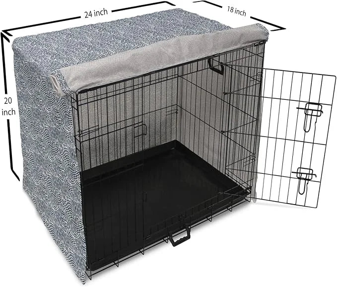Ambesonne Abstract Dog Crate Cover, Monochromatic Design Mosaic Look Artistica Ocean Waves Repetition, Easy to Use Pet Ken...