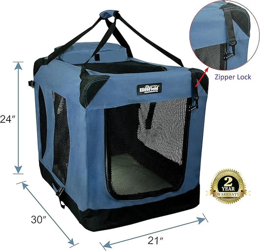EliteField 3-Door Folding Soft Dog Crate with Carrying Bag and Fleece Bed (2 Year Warranty), Indoor & Outdoor Pet Home (30...