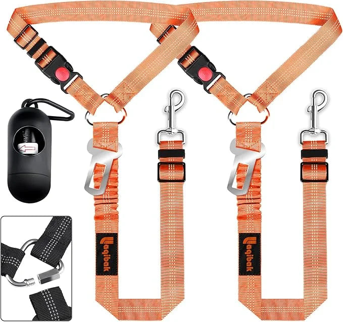 Removable Dog Seat Belts Harness for Car, 3 in 1 Pet Dog Car Seatbelt Leash, laqibak Restraint Secures to Headrest and Ref...