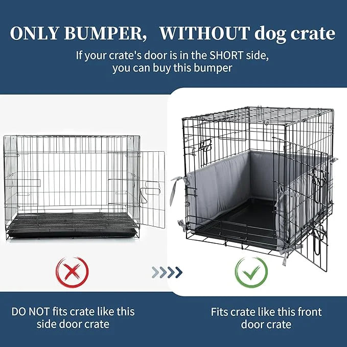 Hombys Dog Crate Bumper with Ties - Soft Crate Accessory -Kennel Cover - Training Pads for Front Door Crates, 35"x24", Gra...
