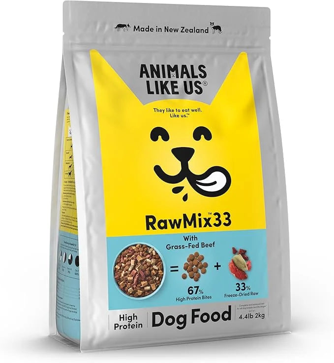 RawMix33 Premium Freeze-Dried Raw Grass-Fed Beef Recipe Dog Food, Protein Rich, Includes Kibble, Non-GMO, No Wheat or Corn...