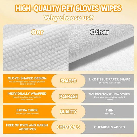 NEENCE Extra Thick Pet Glove Wipes for Dogs & Cats, Dog Washing Gloves Cleaning Deodorizing for Paws,Butt and Body, Cat Ba...