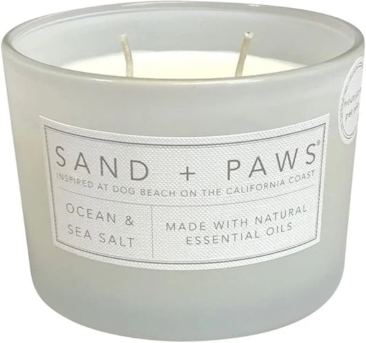 Sand + Paws Scented Candle - Ocean & Sea Salt - Additional Scents and Sizes –Luxurious Air Freshening Jar Candles Neutrali...