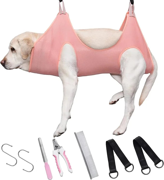 Dog Grooming Hammock | Pet Grooming Hammock Helper | Dog Grooming Harness with Nail Clippers/Nail Trimmers Nail File S-Hoo...