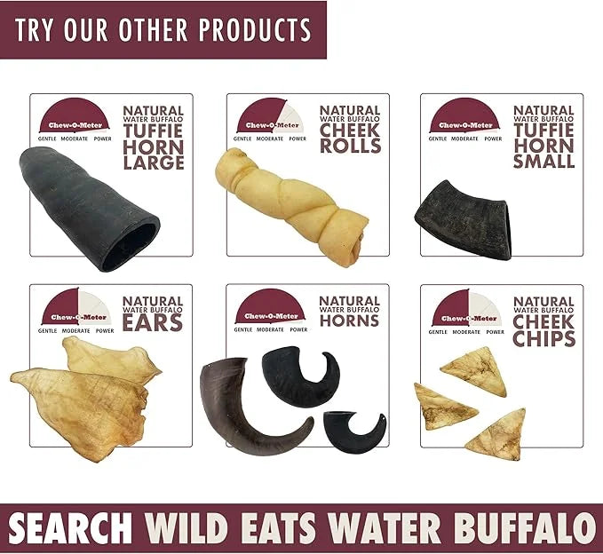 Water Buffalo Horn No Hide Dog Bones & Dog Chews (All Natural, Single Source Protein, GrainFree Dog Treat, Long Lasting Do...