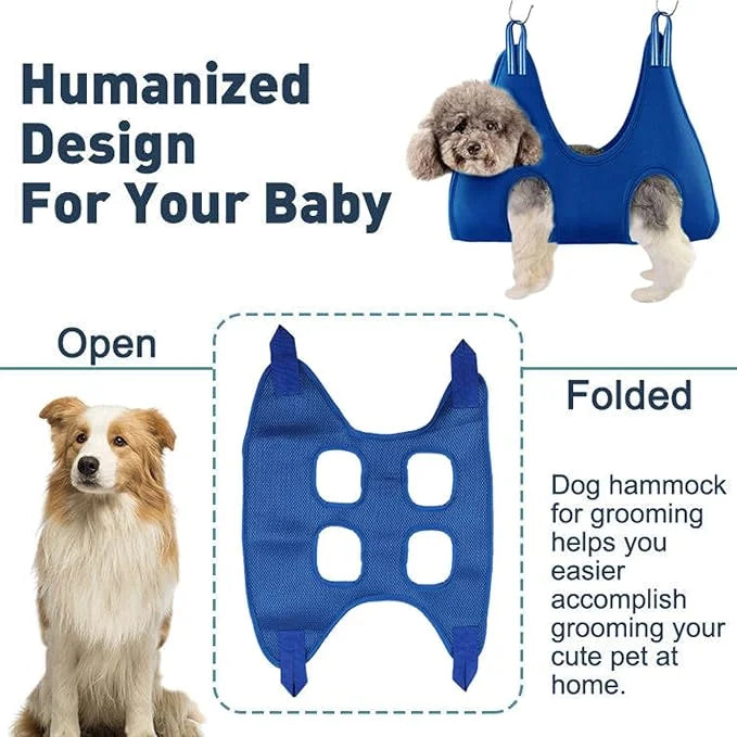 Dog Grooming Hammock Harness for Dogs & Cats with Pet Nail Clipper Trimmer - Pet Grooming Accessory - Dog Slings for Large...