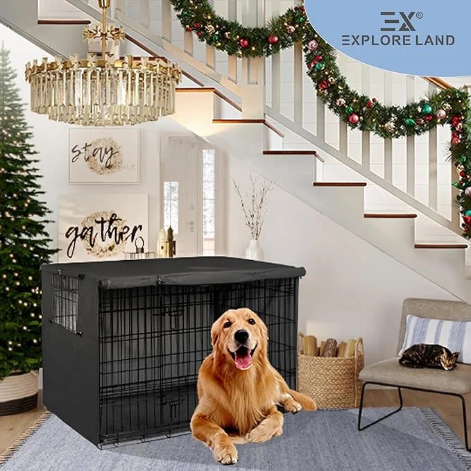 Explore Land Dog Crate Cover Bundle with Machine Washable Fluffy Dog Bed Cover for 36 Inches Wire Cage - Product Image