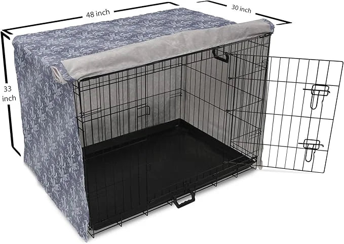 Lunarable Damask Dog Crate Cover, Medieval Repetitive Pattern with Flourish Ornaments, Easy to Use Pet Kennel Cover for Me...