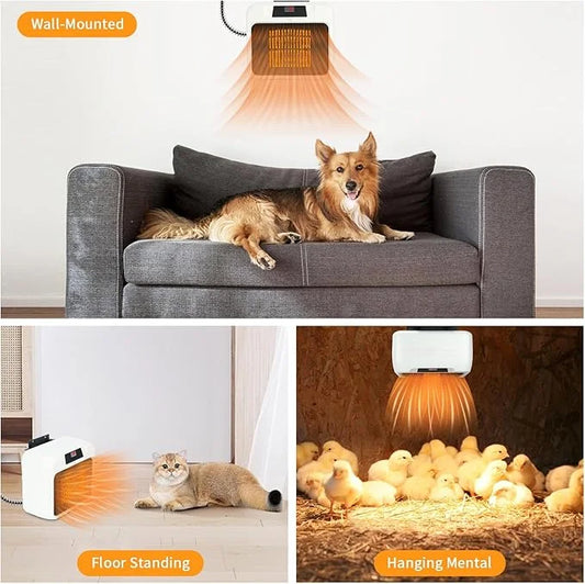 Rypet Large Dog House Heater with Thermostat, 300W/600W Safe Heater for Dog House Outdoor with 6 Ft Anti Chew Cord, Wall M...