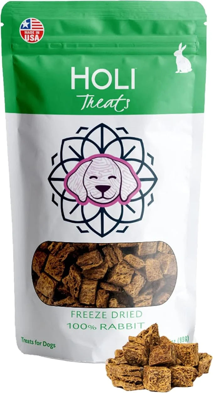 HOLI Freeze Dried Rabbit Treats for Dogs- All Natural Healthy Dog Treats, 100% Made in USA - Single Ingredient - Human Gra...