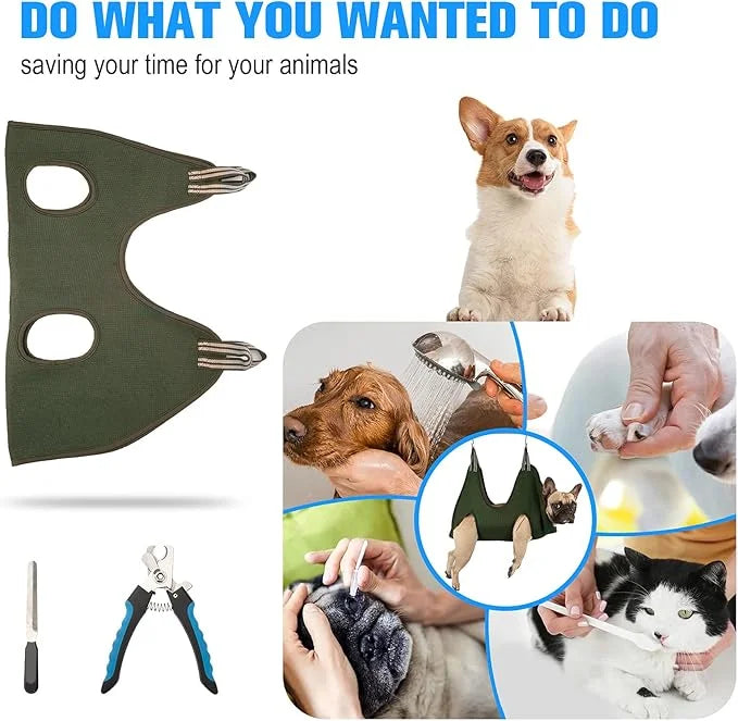 10 in 1 Pet Dog Grooming Hammock Harness with Nail Clipper,Nail File,Dog Nail Hammock,Dog Grooming Sling for Nail Trimming...