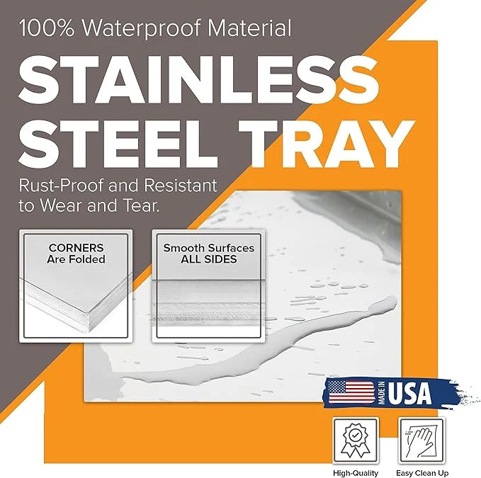 Metal Replacement Dog Crate Pan Chew Proof Crack Proof Pet Kennel Tray Central Dog Training Crate Pan Pet Supplies (Stainl...