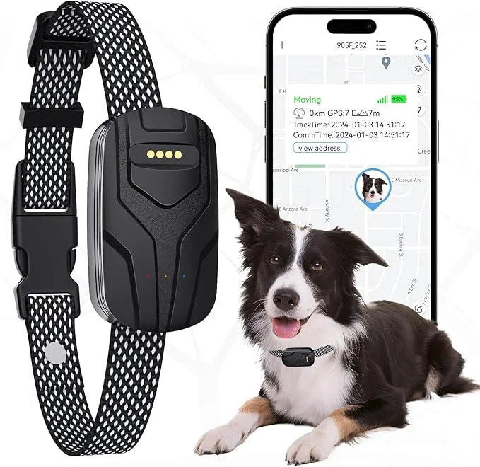 GPS Tracker & Health Monitoring for Dogs,Wireless Fence 2 in 1 Pet Tracking Smart Collar,Unlimited Range,Real-Time GPS Tra...