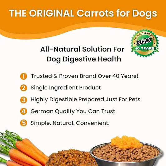 Olewo Original Carrots for Dogs – Fiber for Perfect Poop, Dog Food Toppers for Picky Eaters, Natural Skin & Coat Support, ...