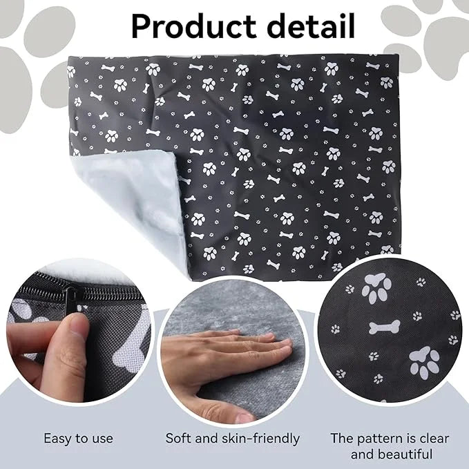 Klmnop Washable Dog Crate Pan Cover, Reversible Cool Side & Warm Side Dog Bed Liner for 36 Inch Pet Cage, Pan Cover Only(G...