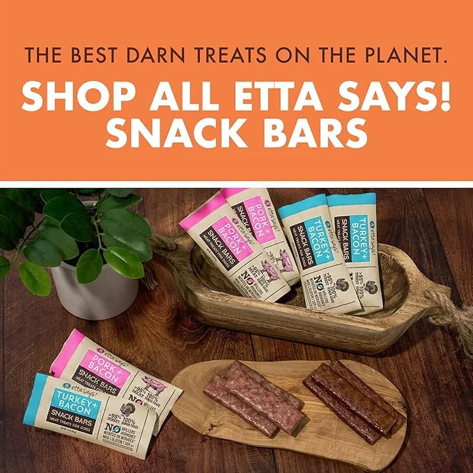 etta says! Variety Pack Snack Bars - Pork + Bacon - Turkey + Bacon - Premium All Natural Meat Treats for Dogs - Human Grad...