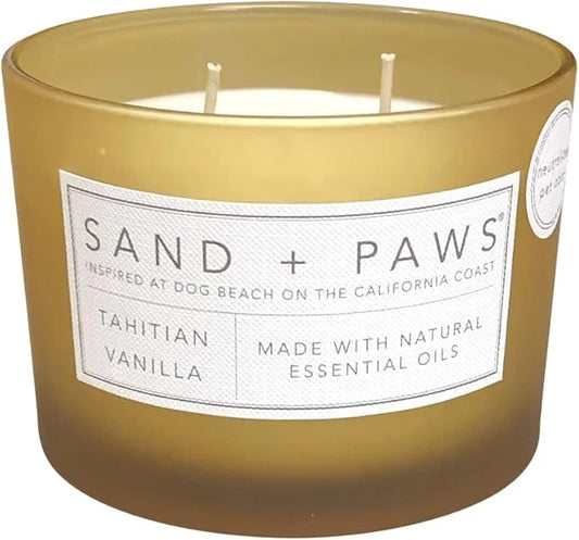 Sand + Paws Scented Candle - Tahitian Vanilla –Luxurious Air Freshening Jar Candles Neutralize pet Odors and Enhance Home ...