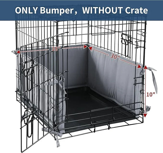 Hombys Dog Crate Bumper with Ties - Soft Crate Accessory -Kennel Cover - Training Pads for Front Door Crates, 30"x18", Gra...