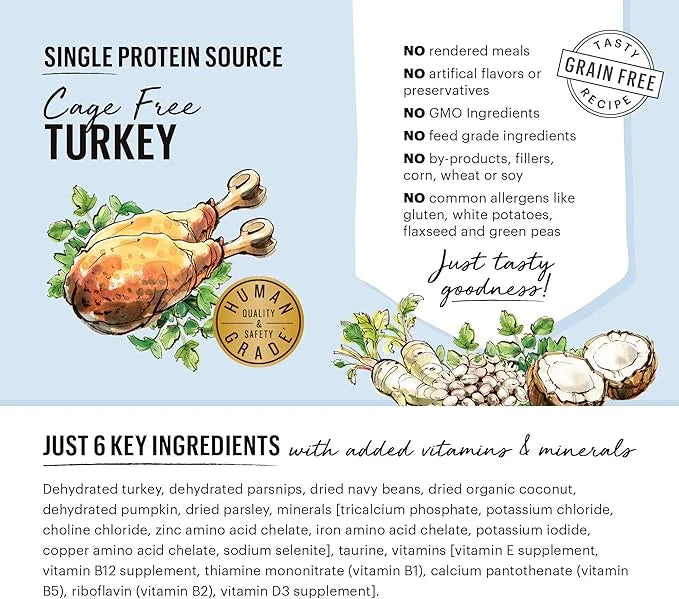 The Honest Kitchen Dehydrated Limited Ingredient Turkey Dog Food, 10 lb Box - Product Image