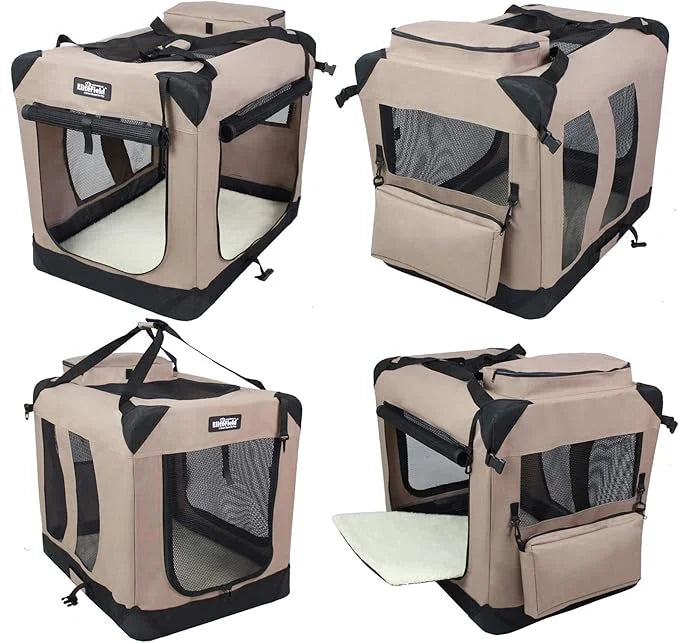 EliteField 3-Door Folding Soft Dog Crate with Carrying Bag and Fleece Bed (2 Year Warranty), Indoor & Outdoor Pet Home (30...
