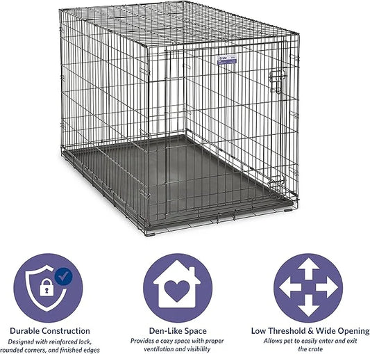 MidWest Homes for Pets Newly Enhanced Single & Double Door iCrate Dog Crate, Includes Leak-Proof Pan, Floor Protecting Fee...