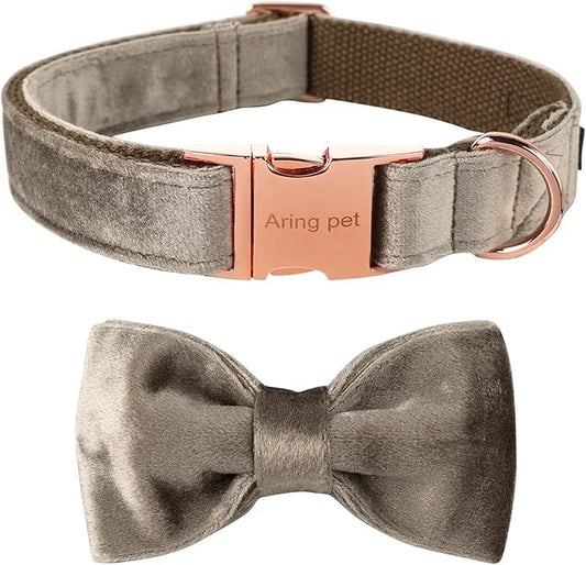 ARING PET Bowtie Dog Collar,Velvet Dog Collars with Detachable Bowtie, Adjustable Bow Tie Collar for Girl and Boy Dogs. - ...