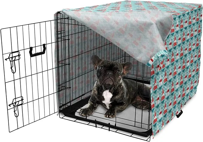 Lunarable Sail Boat Dog Crate Cover, Chevron Zigzag Lines Wavy Ocean Ships Abstract Geometric Summer Season, Easy to Use P...